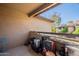 A private balcony, offering an outdoor living area with additional storage at 9451 E Becker Ln # 2016, Scottsdale, AZ 85260