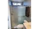 Modern bathroom with a glass shower and white vanity at 111 S Greenfield Rd # 785, Mesa, AZ 85206