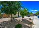 View of the charming landscaped front yard and inviting entrance to this lovely home at 20251 W Hadley St, Buckeye, AZ 85326