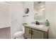 Stylish half-bath features modern fixtures and elegant decor at 2248 S Nikki Ln, Maricopa, AZ 85139