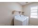 Functional laundry room featuring modern appliances and a storage shelf for convenience at 10324 W Sands Dr # 476, Peoria, AZ 85383