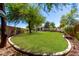 Spacious backyard lawn with mature shade trees and a privacy fence at 1096 E Lodgepole Dr, Gilbert, AZ 85298