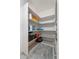 Well-organized pantry with ample shelving, patterned flooring, and efficient storage solutions at 12745 W Calavar Rd, El Mirage, AZ 85335