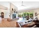 Cozy living room featuring a fireplace, comfortable seating, and natural light at 1338 W Mountain View Dr, Mesa, AZ 85201