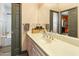 The bathroom has neutral walls, gray trim, and a large mirror over the sink at 14123 W Greentree S Dr, Litchfield Park, AZ 85340