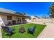 Spacious backyard with artificial turf, gravel, covered patio, and fire pit seating area at 19413 N 8Th St, Phoenix, AZ 85024