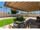 Backyard oasis featuring covered patio, artificial turf, and an inviting outdoor dining set at 19413 N 8Th St, Phoenix, AZ 85024
