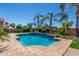 Backyard swimming pool with lush landscaping and palm trees, perfect for relaxation at 20139 E Via Del Oro --, Queen Creek, AZ 85142