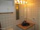Bathroom showcasing the vanity with tiled walls and bath fixtures at 2324 W Via Rialto Cir, Mesa, AZ 85202