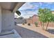 A private backyard offers peaceful serenity with a small tree, bushes, rock landscape, and block fence at 36522 W Santa Monica Ave, Maricopa, AZ 85138