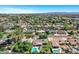 Overhead view showing a neighborhood with mature trees, and private pools in a serene residential setting at 4634 E Wilshire Dr, Phoenix, AZ 85008