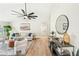 Spacious living room with vaulted ceilings, stylish furniture, and ample natural light at 4902 E Golden St, Mesa, AZ 85205