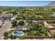 Aerial view of the backyard, pool, and roof at 6800 E Exeter Blvd, Scottsdale, AZ 85251