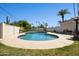 Backyard pool with mature palms and grass at 6800 E Exeter Blvd, Scottsdale, AZ 85251