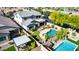 Aerial view of a backyard with a beautiful pool, desert landscaping, and outdoor seating and grilling area at 11127 E Tripoli Ave, Mesa, AZ 85212
