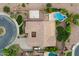 Aerial view of the home showing the pool, sports court, and surrounding manicured landscape at 19902 S 190Th St, Queen Creek, AZ 85142