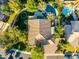 Aerial view of a home with backyard pool and landscaping with a trampoline at 2139 S Granite St, Gilbert, AZ 85295