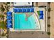 Overhead shot of the sparkling community pool, complete with lap lanes and beach-style entrance at 32901 N Hidden Canyon Dr, San Tan Valley, AZ 85144