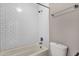 Shower stall features subway tiles and new shower head at 4216 N 20Th St, Phoenix, AZ 85016