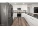 Modern kitchen features stainless steel appliances, dark counters, white cabinets and sleek design at 9013 E Shooting Star Dr, Gold Canyon, AZ 85118