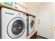 This laundry room offers shelving and front loading washer and dryer units at 2356 N Glenview --, Mesa, AZ 85213