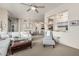 Open floor plan with comfortable seating, stylish decor, and a view into the modern kitchen at 2989 N 44Th St # 3044, Phoenix, AZ 85018