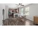 Open floor plan showcasing kitchen, dining area, and wood-look flooring at 3020 E Megan St, Gilbert, AZ 85295