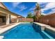 A backyard pool featuring a tanning shelf and a palm tree at 4245 E Shannon St, Gilbert, AZ 85295