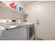 Laundry room features modern washer and dryer, a door, and overhead storage shelf at 4245 E Shannon St, Gilbert, AZ 85295