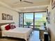 Bright bedroom with a large window offering city views, a comfortable bed, and modern decor at 7157 E Rancho Vista Dr # 2005, Scottsdale, AZ 85251