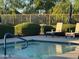 Community hot tub with chairs, umbrellas, landscaping, and serene atmosphere at 18025 N 65Th Pl, Phoenix, AZ 85054