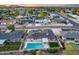 Attractive aerial view of a home featuring a sparkling pool, well-kept yard, and neighborhood at 8117 E Lewis Ave, Scottsdale, AZ 85257