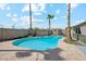 Backyard pool featuring palm trees, a concrete surround, and a block wall at 3228 W Mercer Ln, Phoenix, AZ 85029