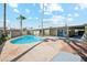 Backyard pool with palm trees, concrete surround, patio and home exterior at 3228 W Mercer Ln, Phoenix, AZ 85029