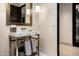 Elegant bathroom featuring a marble countertop, modern fixtures, and stylish decor at 42155 N 97Th Way, Scottsdale, AZ 85262