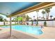 Inviting pool with a flamingo ornament is surrounded by lush landscaping and mature palm trees at 8306 E Via De Dorado --, Scottsdale, AZ 85258