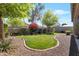 Landscaped backyard with lush green grass, mature trees, and well-manicured bushes; great for relaxation and outdoor activities at 18023 W Statler St, Surprise, AZ 85388