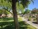Manicured community park with lush green lawn, walking paths and mature landscaping at 9137 W Coolbrook Ave, Peoria, AZ 85382