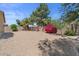 Low-maintenance backyard featuring desert landscaping, rock ground cover, and mature trees at 21192 E Stirrup St, Queen Creek, AZ 85142