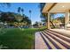 Expansive backyard featuring a lush lawn, mature trees, and a view of the inviting pool at 3901 E San Miguel Ave, Paradise Valley, AZ 85253