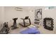 Bright home gym with a treadmill, weights, exercise bike, and fitness accessories at 4377 S Soboba St, Gilbert, AZ 85297