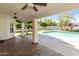 Covered patio overlooking the backyard and pool area, great for outdoor entertaining at 541 E Spur Ave, Gilbert, AZ 85296