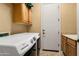 This home's laundry room features a full-size washer and dryer, as well as built-in cabinets and a sink at 12976 W Plum Rd, Peoria, AZ 85383