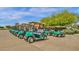Row of golf carts parked on the course with a view of the fairway and surrounding trees at 21616 E Calle De Flores --, Queen Creek, AZ 85142