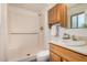 Bathroom with a vanity, tile floor, shower, and toilet at 4121 W Paradise Dr, Phoenix, AZ 85029