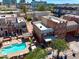 Aerial shot shows community living near the pool, offering a resort-like feel in a desirable urban setting at 625 S Roosevelt St, Tempe, AZ 85281