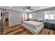 Cozy bedroom with wood floors and en-suite bathroom at 7643 E Rancho Vista Dr, Scottsdale, AZ 85251