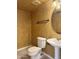 A half bathroom features a toilet, pedestal sink, decorative mirror, and textured walls at 11403 W Rosewood Dr, Avondale, AZ 85392