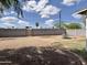 This large backyard features low-maintenance landscaping, mature foliage, and block fence at 1309 W 10Th St, Tempe, AZ 85281