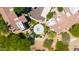 Nice aerial view of community pool with surrounding landscaping and community buildings at 15151 N Frank Lloyd Wright Blvd # 1088, Scottsdale, AZ 85260